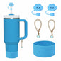 RGQHM Stanley Cup Accessories Set 5PCS 30/40oz Tumbler White Silicone Halloween