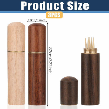 AHQiZFX 3pack Handmade Wood Toothpick Holder Portable Waterproof Mini Box