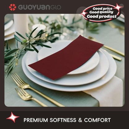 GUOYUANGLO Disposable Linen Feel Paper Napkins Green 12x17in 100 Pack