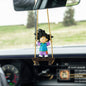 GONIAOCON Car Swing Ornament Purple Stainless Steel Rear View Mirror Decor