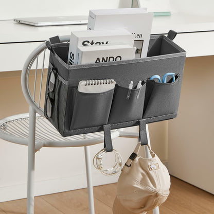 Berdeng Bedside Organizer Caddy 3 Pockets Mesh Side Pocket Gray 2 Pack