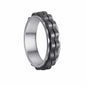 Udolfly Titanium Steel Womens Fidget Spinner Ring Silver Black Size 8