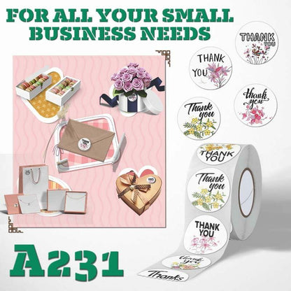 DNYMJBO 500 PCS Thank You Stickers 1 Inch Floral Pattern Designs #A244