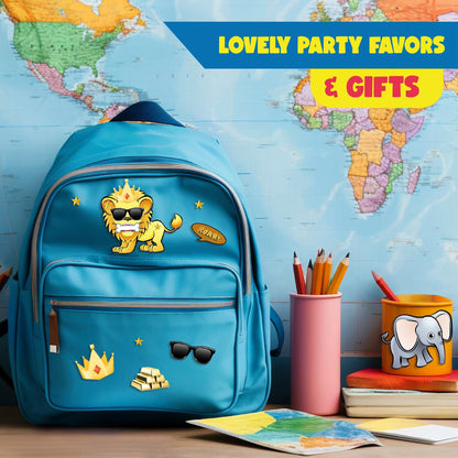 PartyNow Safari Animals Stickers 24-Pack Multicolor Waterproof Paper Kids