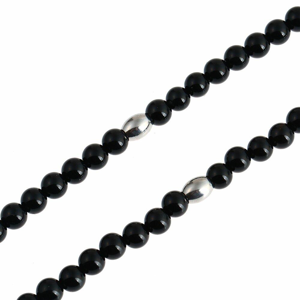 BLEUM CADE Black Agate Stone Necklace Double Pentagram Pendant