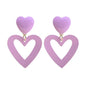 CBLUED Double Hearts Drop Earrings Purple Amethyst Dangle Jewelry