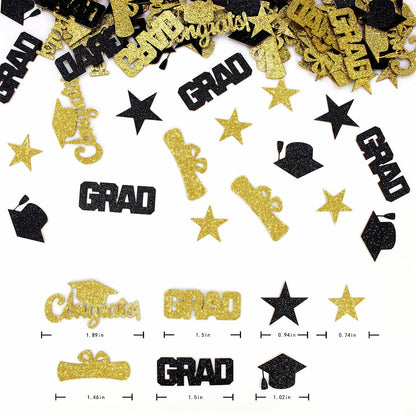 Vofrise 200pcs Blue Gold 2025 Graduation Confetti Cap Star Table Decor