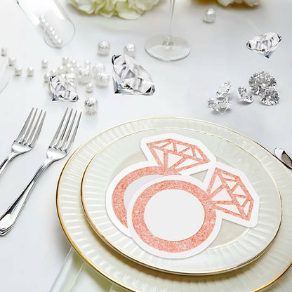 AYINOBY 50 Pcs Glitter Rose Gold Diamond Ring Paper Napkins Pink Wedding
