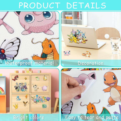 YANEALE Anime Wall Decals 36 Pcs Large Waterproof Removable Cartoon B Stickers