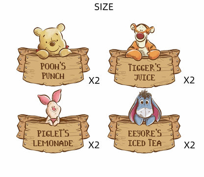 HOTIMO Pooh Drink Label Stickers Yellow