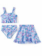 PATPAT Girls 3pc Ruffle Bikini Set Floral Skirt Bluegreen Size 10-11Y