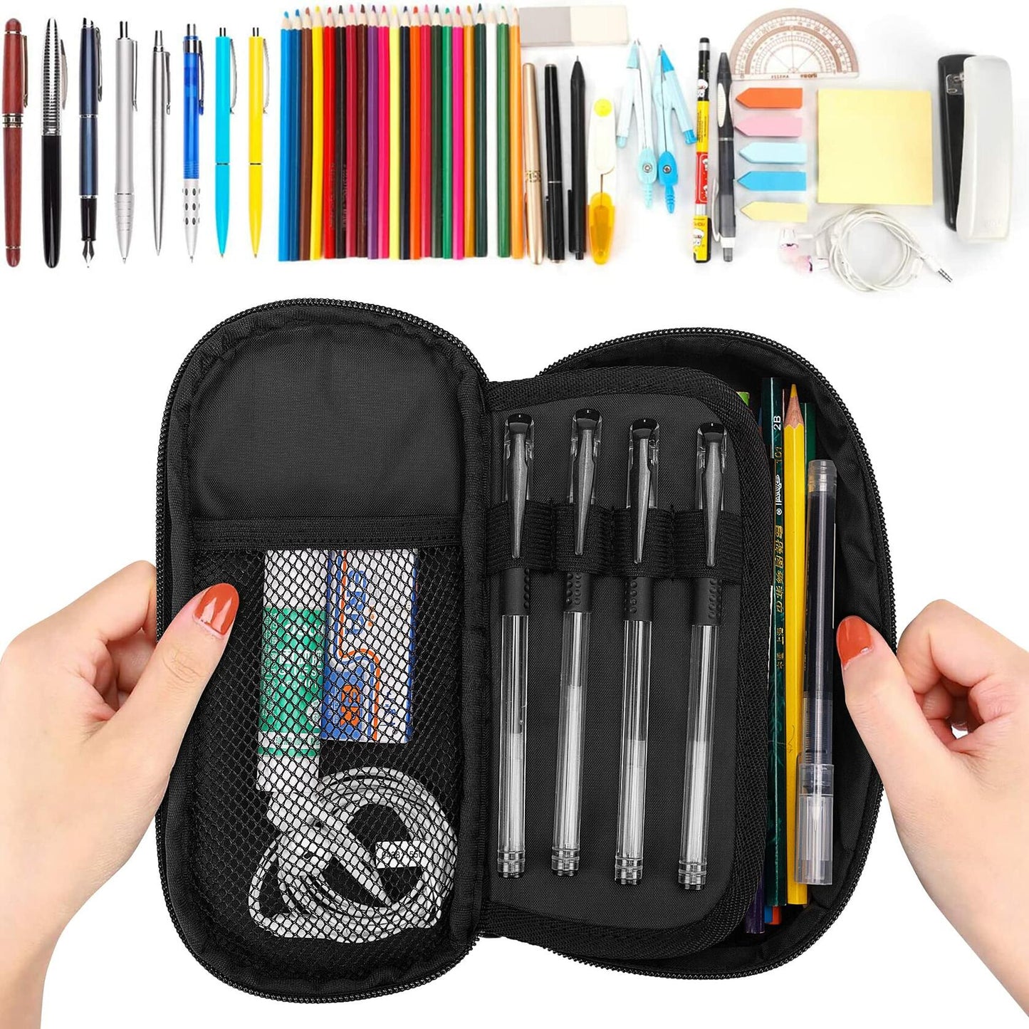 VOL&BASS Sunflower Large Pencil Case Big Capacity Pen Bag Yellow Polyester