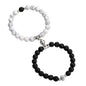 Natural Stone Chakra Tiger Eye Beads Bracelet Set Pink 2Pcs Unisex