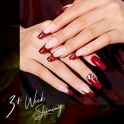 GELLEN Gel Nail Polish Set 6 Colors Burgundy Red Glitter Crimson Celebration