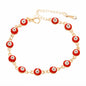 LETAJOY 14k Gold Evil Eye Bracelet Women Red Eyes Rope Chain 8.26"