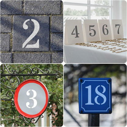 Duozea 4 Inch Number Stencils Set Plastic Reusable Templates for Painting