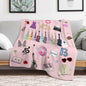 Levionys Music Fans Print Fleece Blanket Pink Purple 50x60 Flannel