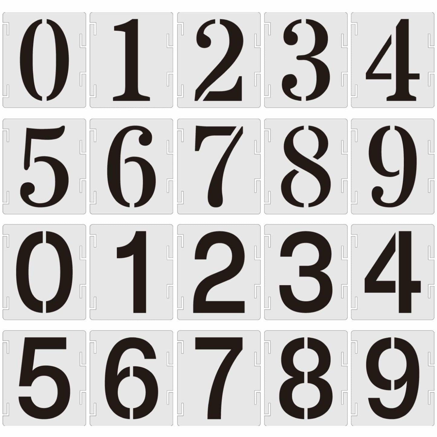 Duozea 4 Inch Number Stencils Set Plastic Reusable Templates for Painting
