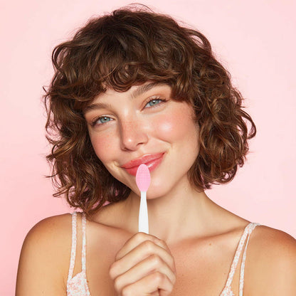 BEVTEE Lip Scrub Brush 10PCS Set Silicone Double-Sided Exfoliator Pink Mint