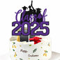RLXPT Class of 2025 Cake Topper Congrats Grad Black Purple Glitter Foil