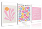 NOSUO Pink Wall Art Set of 3 Matisse Flowers Vintage Canvas 12x16 Inch Framed