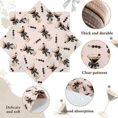 CHUNNIN Espresso Martini Napkins 50 PCS Brown Pink Disposable Paper Party