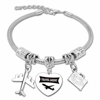DlaeKua Travel Lover Stainless Steel Bracelet Women Memories Along The Way