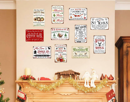 Tvdegse Santa's Toy Shop Metal Sign Retro Christmas Wall Decor 8x12 Inch