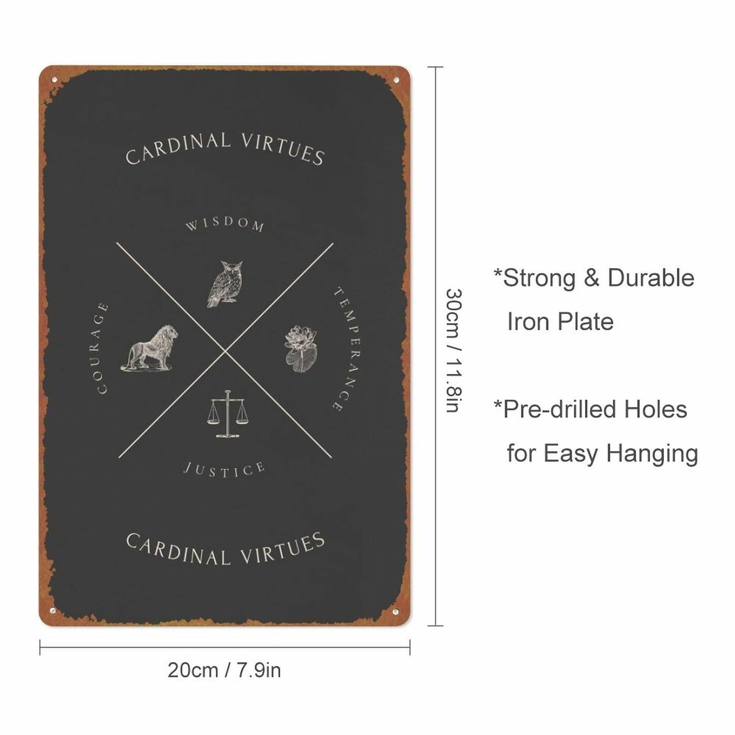 KIVYYB Cardinal Virtues Black Retro Tin Sign Movie Art 8x12 Inches