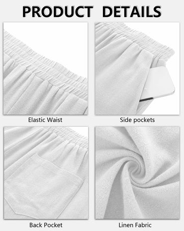Neer Men's Linen Bermuda Shorts 2 Pack Black White Casual Elastic Waist Size S