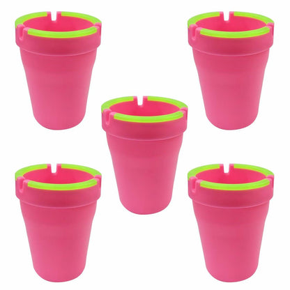 SKERJOVL 5PCS Car Glow in Dark Ashtray with Lid Portable Black