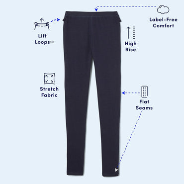 French Toast Girls Adaptive Skinny Pant Leggings Pull-Up Lift Loops Navy Size S