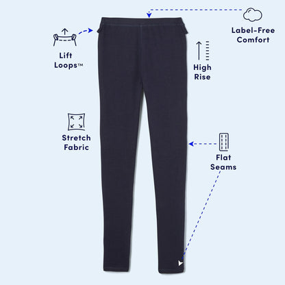 French Toast Girls Adaptive Skinny Pant Leggings Pull-Up Lift Loops Navy Size S