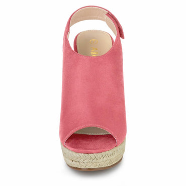 Allegra K Women's Espadrille Platform Wedges Sandals Watermelon Red Size 5.5