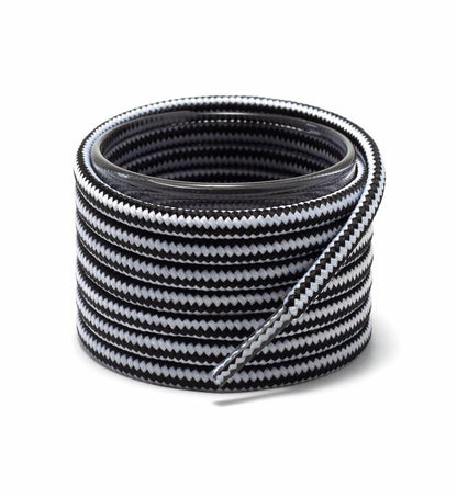 Shoemate Round Boot Shoelaces for Work Boots Hiking Shoes White/Black 60"