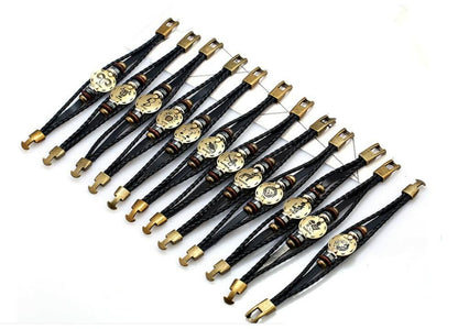 vmcoatdu Libra Zodiac Alloy Leather Braided Rope Bracelet 7.9in Wrist