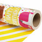 LaRibbons Reversible Birthday Wrapping Paper 17in x 33ft Birthday Star Color