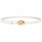 WERFORU Women Skinny Faux Leather Belt Gold Buckle 0.7" Width Size 36-42"