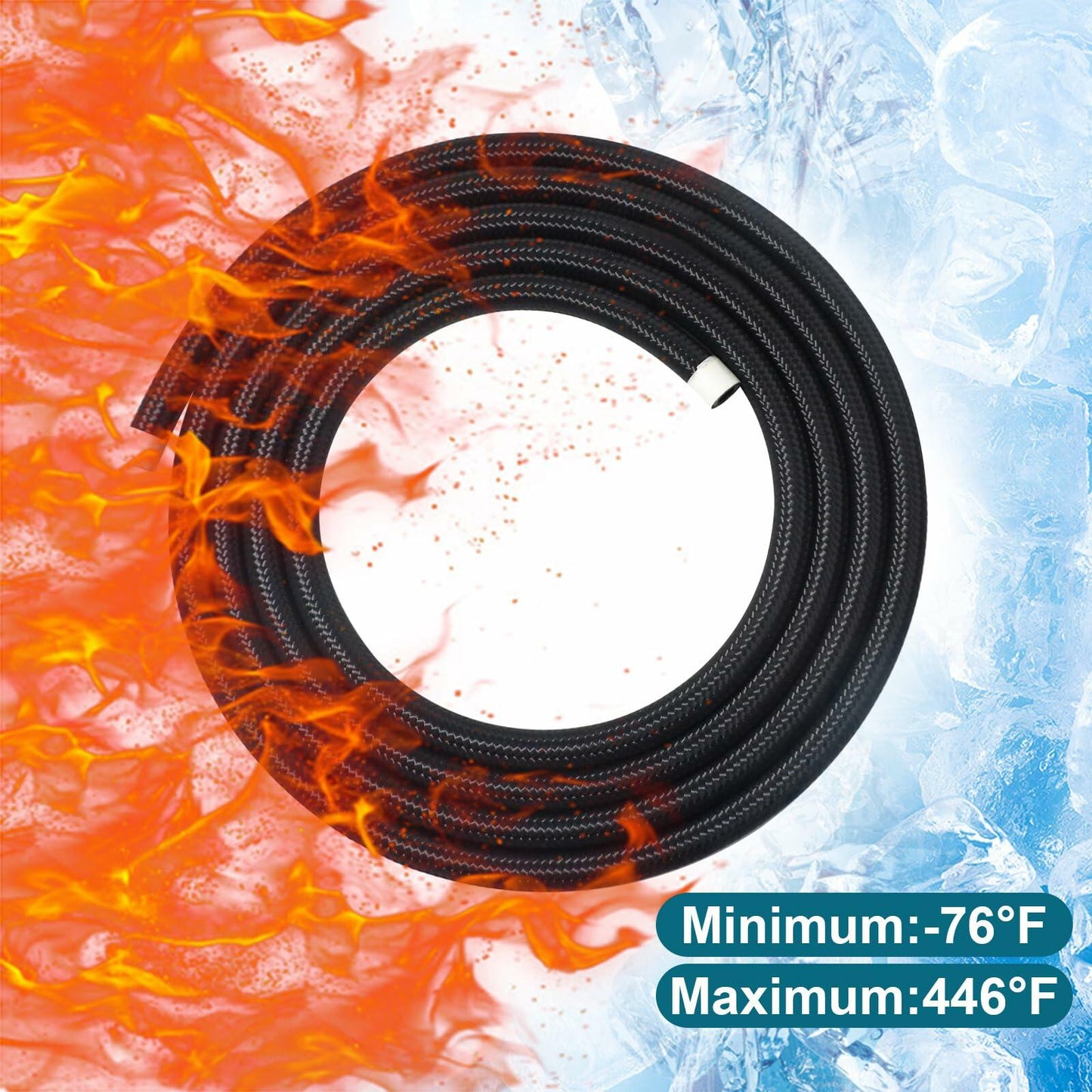 VWTNI 6AN PTFE Nylon Braided Fuel Line Hose 5FT E85 Compatible