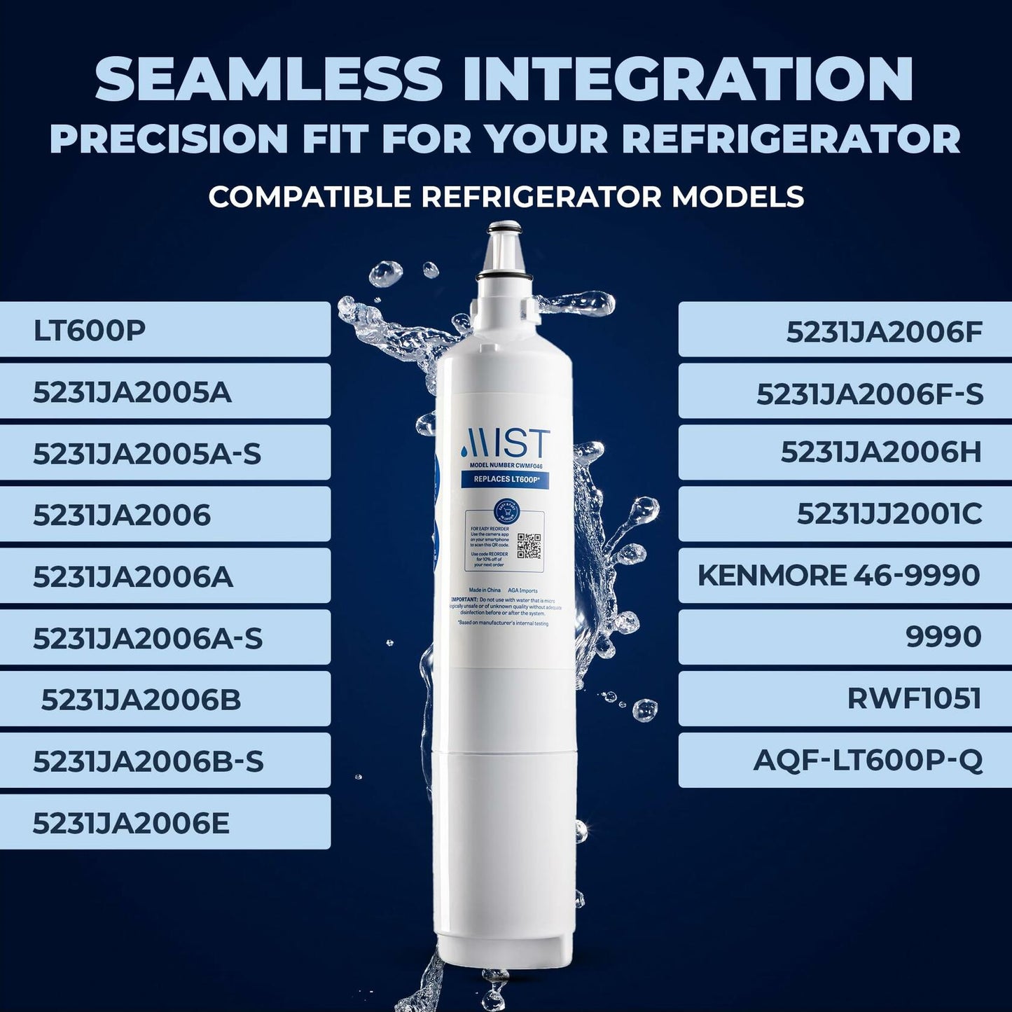 [Like New] Mist Refrigerator Water Filter Replacement LG LT600P 5231JA2006A White 1 Pack