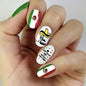 Mexican Press on Nails 24pcs Oval False Nails with Glue Flag Hat Design