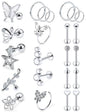 Oufksiyy 16G Surgical Steel Purple Rainbow Tragus Piercing Jewelry