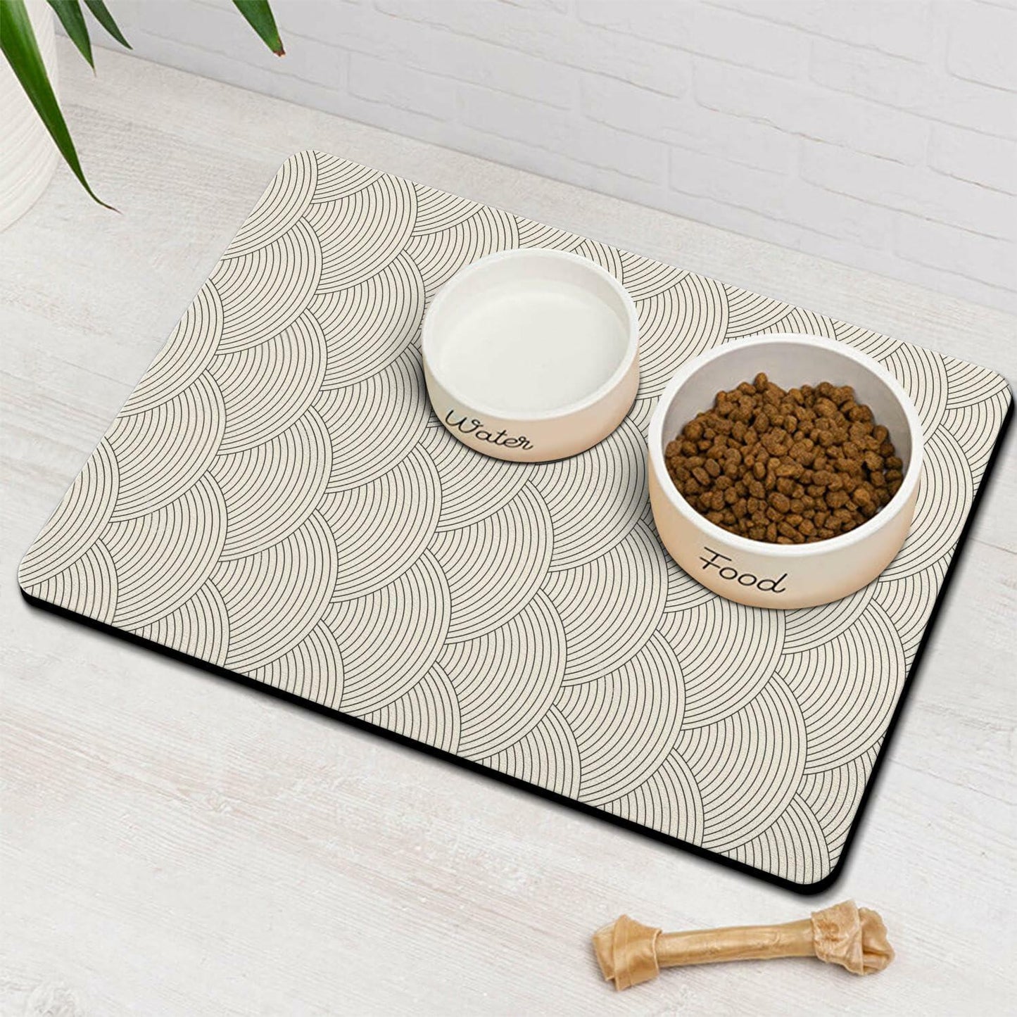 Generic Absorbent Non-Slip Dog Bowl Mat Black 16x24 Inch