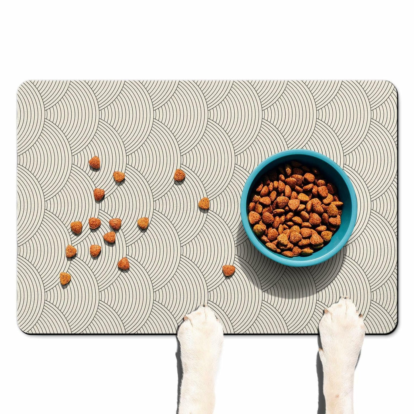 Generic Absorbent Non-Slip Dog Bowl Mat Black 16x24 Inch