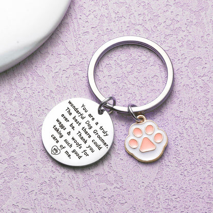 ZNOSVEI Dog Groomer Keychain Thank You Gift Stainless Steel Standard