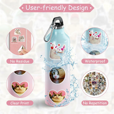 GizmoBox 100pcs Cute Cat Meme Stickers Waterproof Vinyl Decals for Laptop Kids