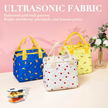 TuErCao Pineapple Insulated Lunch Box Small Portable Lightweight Nylon