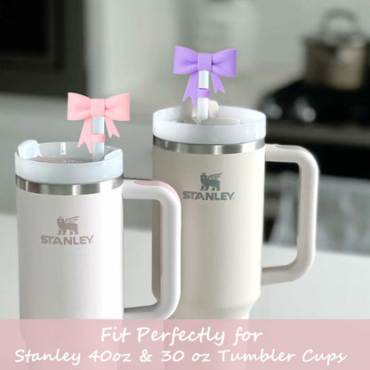 GAISHION 3pcs Bow Straw Covers Caps for Stanley 30/40oz Tumblers Silicone