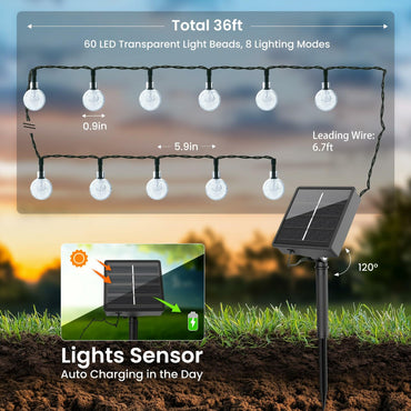 DomiHue Solar Lichterkette Outdoor Wasserdicht 60LED 11m Mehrfarbig