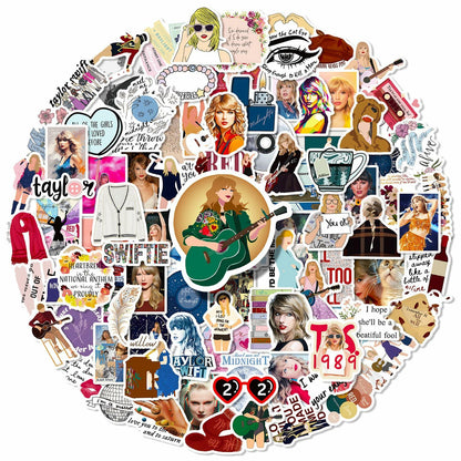 Kiislee 100 Popular Music Stickers Pop Singer Album Vinyl Multi-color